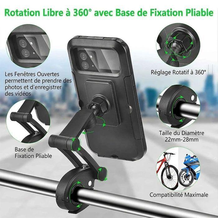 Support Téléphone Moto Vélo Universel, Magnétique Réglable Rotatif 360° Etanche Ecran Tactile