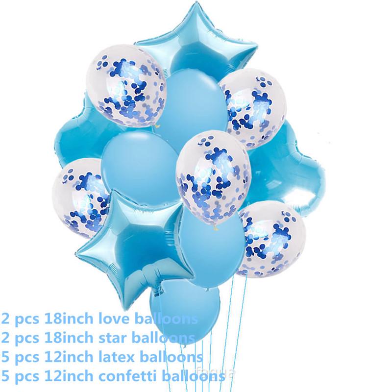 14pcs12inch Latex Colorful Balloons Confetti Air Balloons Inflatable Ball Helium Balloons