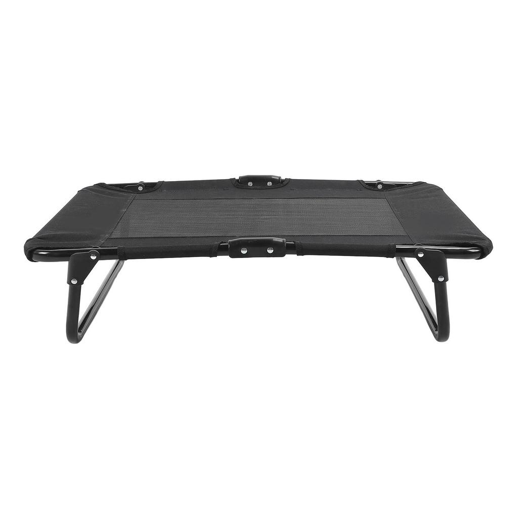 Folding Pet Bed Center Cooling Mesh Steel Frame Elevated Cat Dog Bed for Home and Outdoor Black