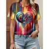 Summer Round Neck 3D Love Print T-shirts Fashionable Casual Short Sleeved Women's T-shirts