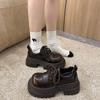 Spring New Thick Heel Single Shoes Women's Fashion Round Head Deep Mouth Front Lacing Thick Soles Non-slip Loafers