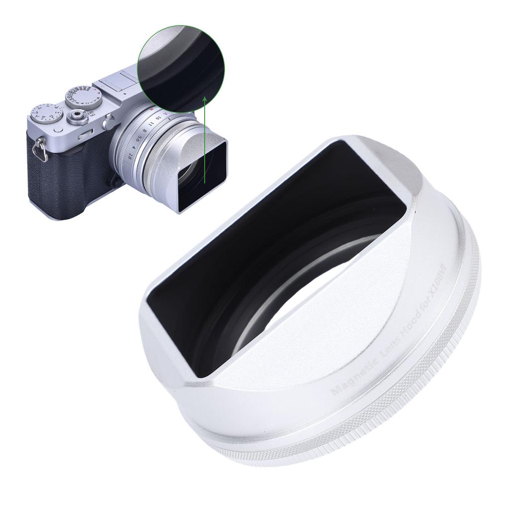   Metal Lens Hood Fit for Fuji X-E5  0VI Aluminium Alloy Retro Black Magnetic Camera Lens Shade