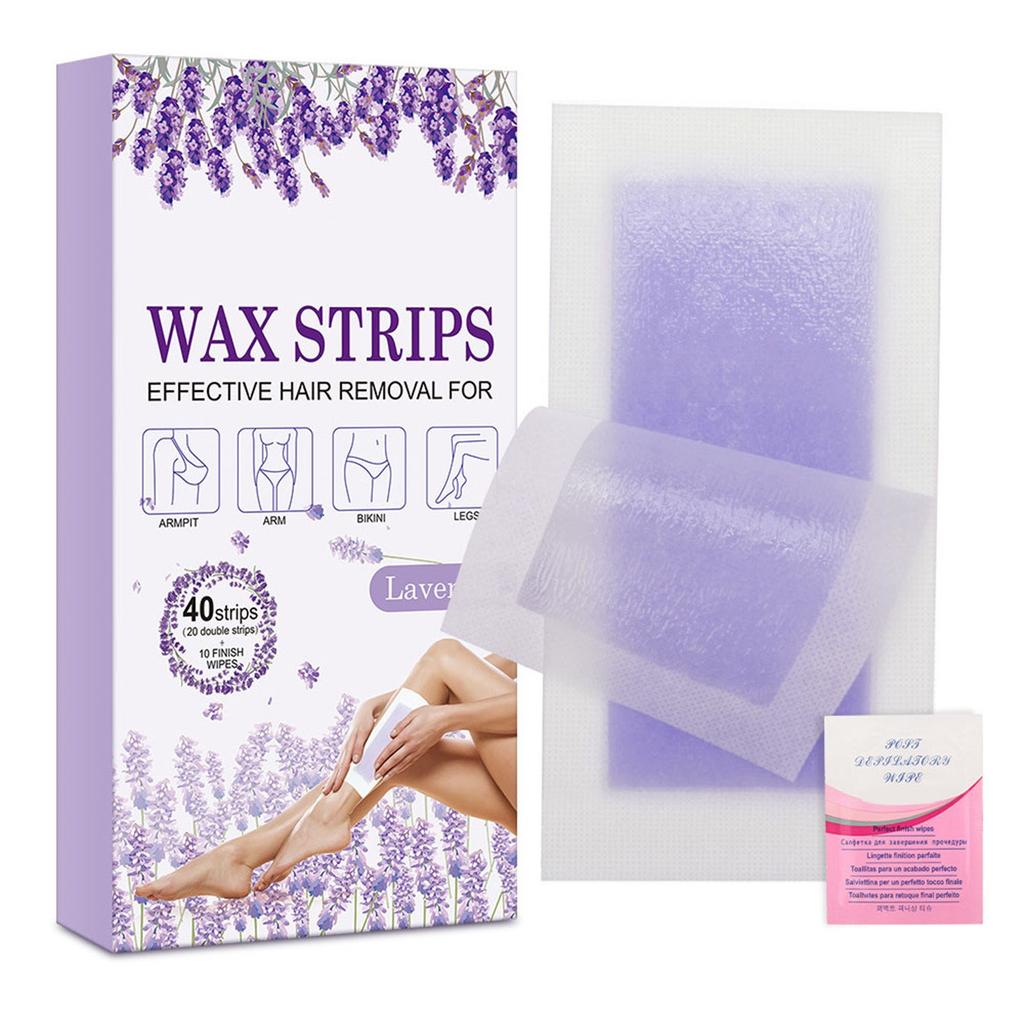 Цельные двухсторонние 40 фиолетовых патчей для удаления волос из вощеной бумаги, одноразовые для удаления волос на ногах, подмышках, руках и всем теле