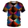 3D Printed Colour Stripes T-Shirt Men Colorful Luminous Pattern Tees Summer Personality Leisure O-Neck Short Sleeve T Shirts