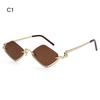 Retro Diamond-Shaped Women's Sunglasses Metal Hip Hop Vintage Shades Narrow Small Eyewear for Women & Men