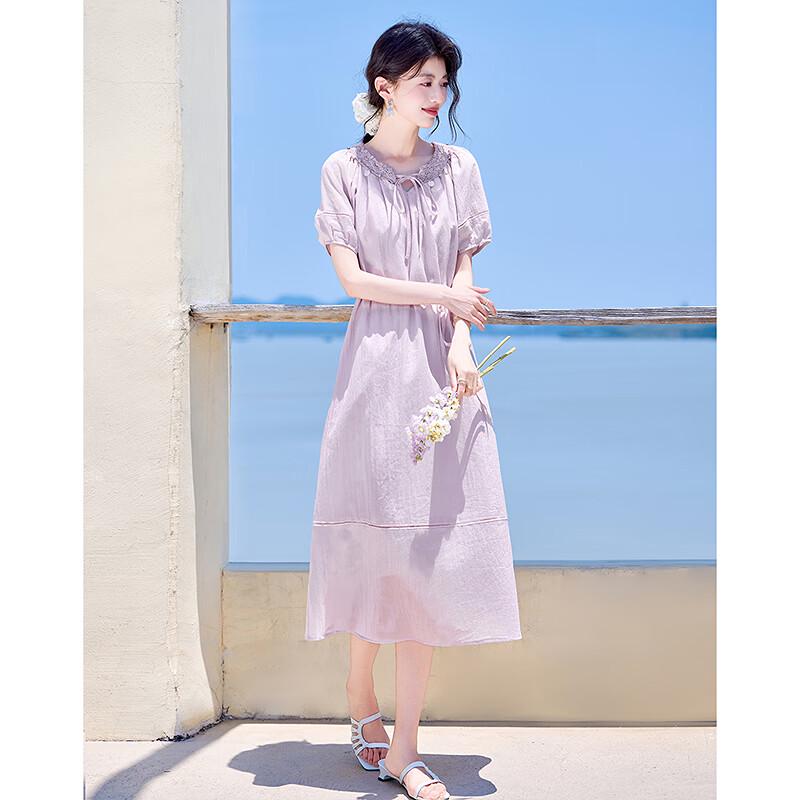 Elegant Short Sleeve Mid-Length A-Line Dress