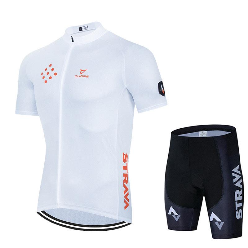 New Strava Cycling Suit Men's Outdoor Sports Cycling Short Sleeve Strap Shorts Set
