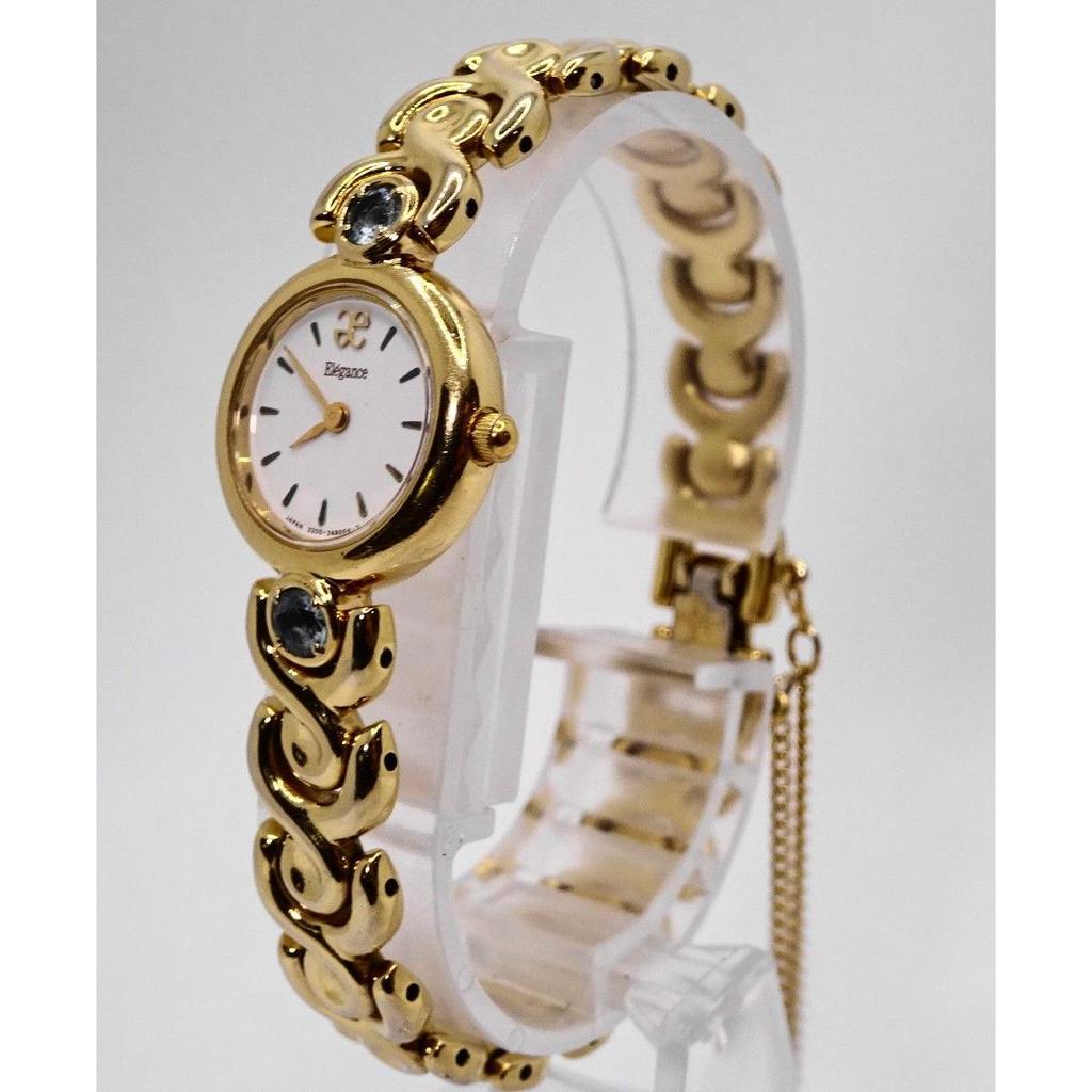 Used Excellent condition CITIZEN Elegance 2200-242629 Quartz S629 Gold-tone women's watch with stones