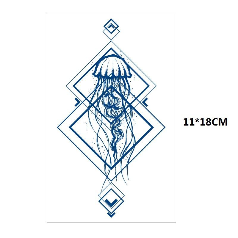 Herbs Gradual Change Jellyfish Planet Feather Snake Big Pattern Geisha Slowly Color Simulation Water Transfer Tattoo Sticker