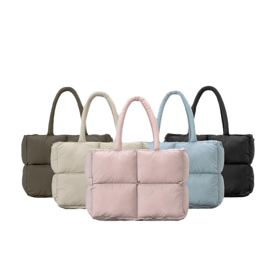 Модная простая сетчатая сумка с хлопковым наполнителем, женская большая вместительная мягкая сумка, легкая сумка