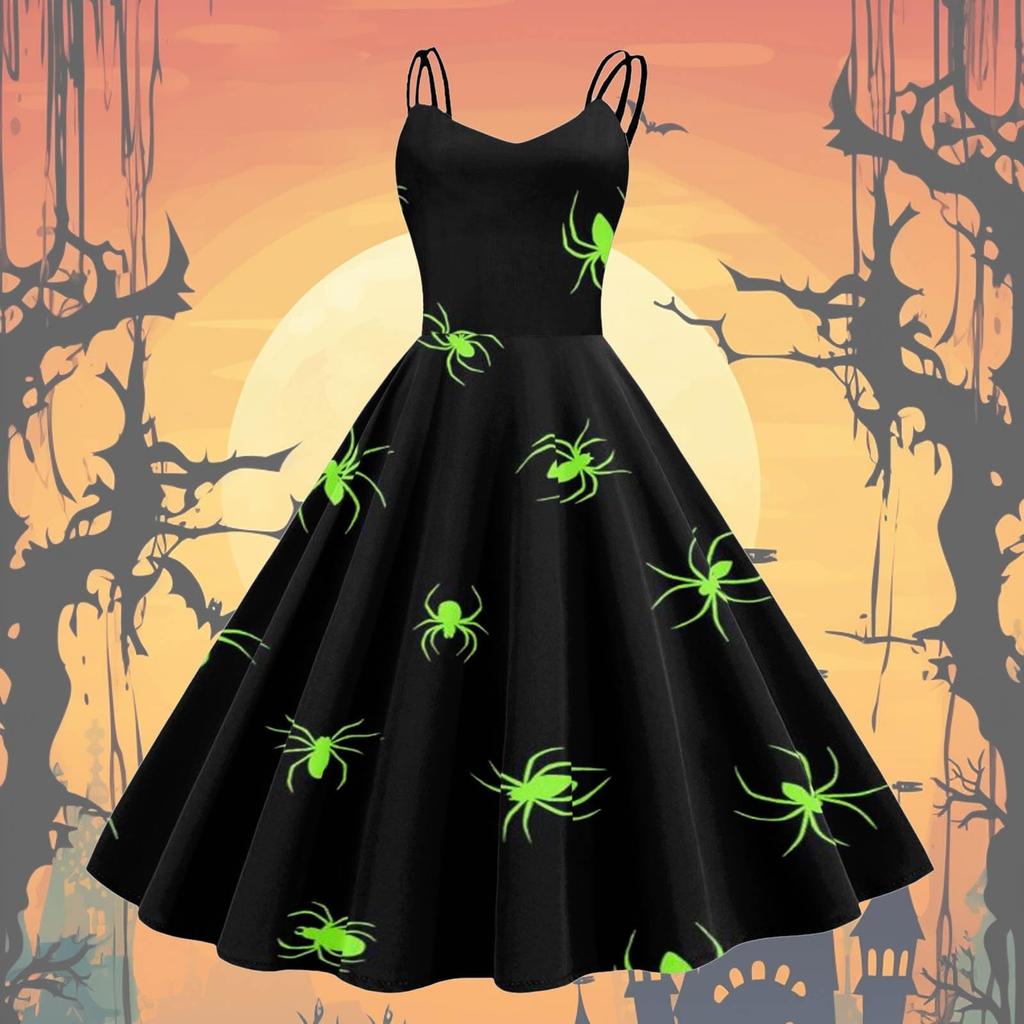 Женское модное сексуальное коктейльное платье без бретелек с принтом на Хэллоуин в стиле панк, винтажное платье.