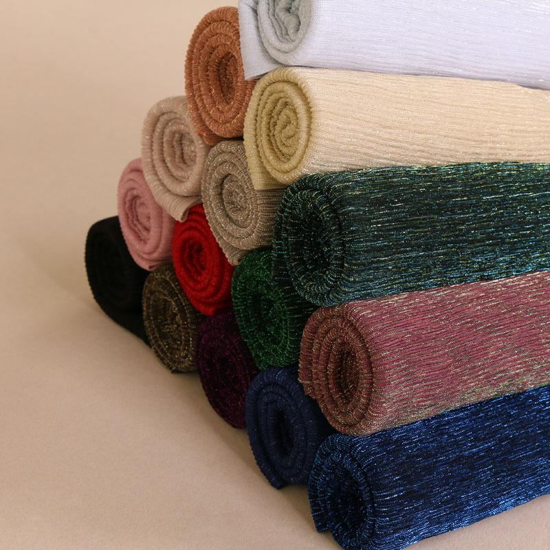 Glitter Scarf Women Muslim Shimmer Hijab Crinkle Shiny Shawl Islamic Headscarf