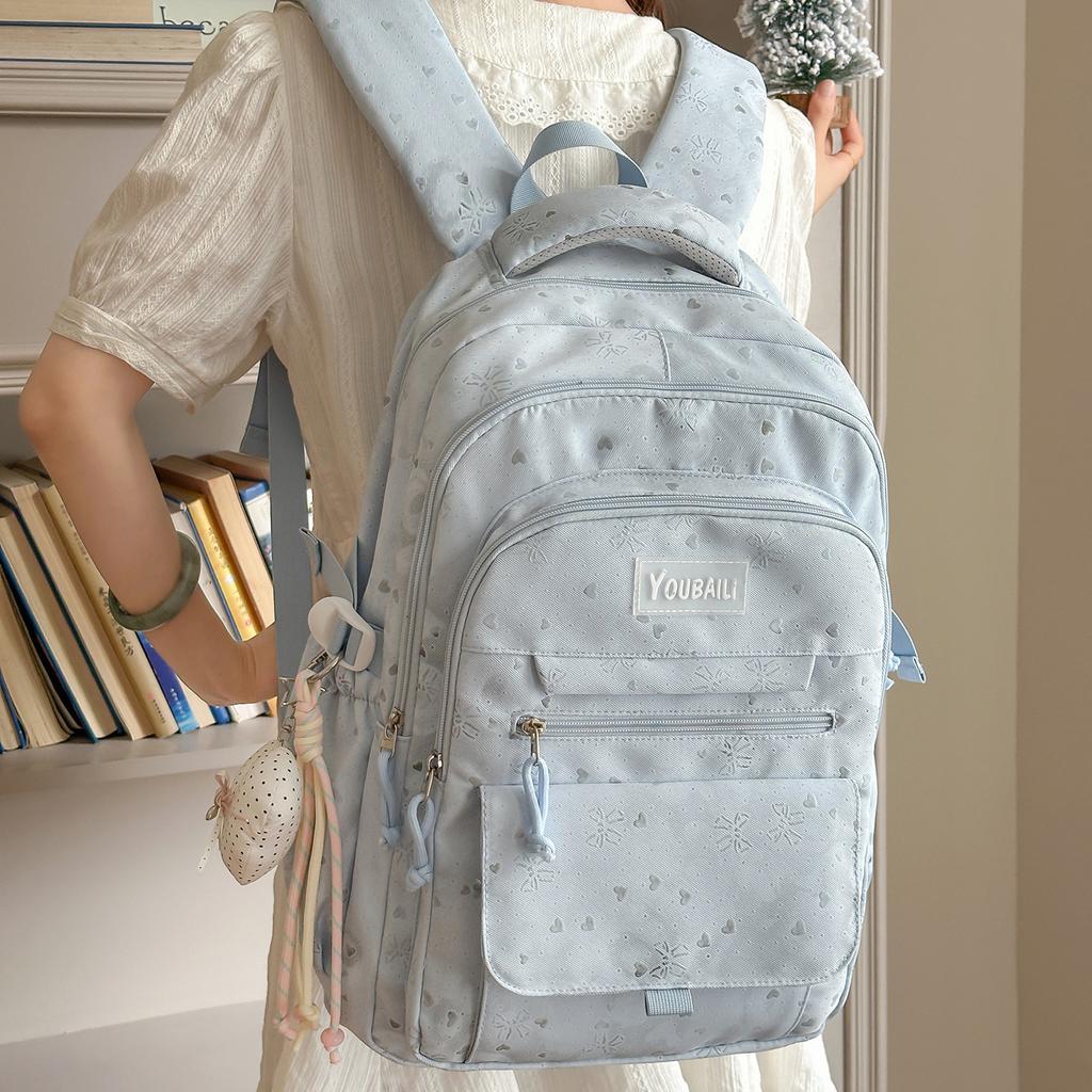 Schoolbag High-value student schoolbag Women's large-capacity backpack Cute Korean version of simple casual backpack for junior and high school