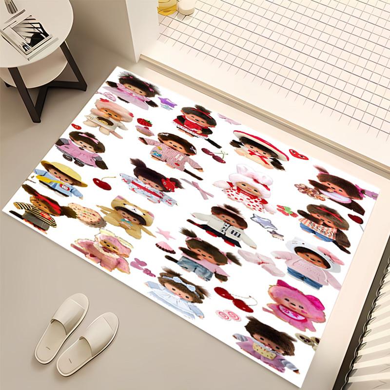 1pc Monchhichi1 Print Area Rug - Soft, Washable Non-Slip Indoor Mat, Living Room, Home Office Decorative Rug,Office Decorative