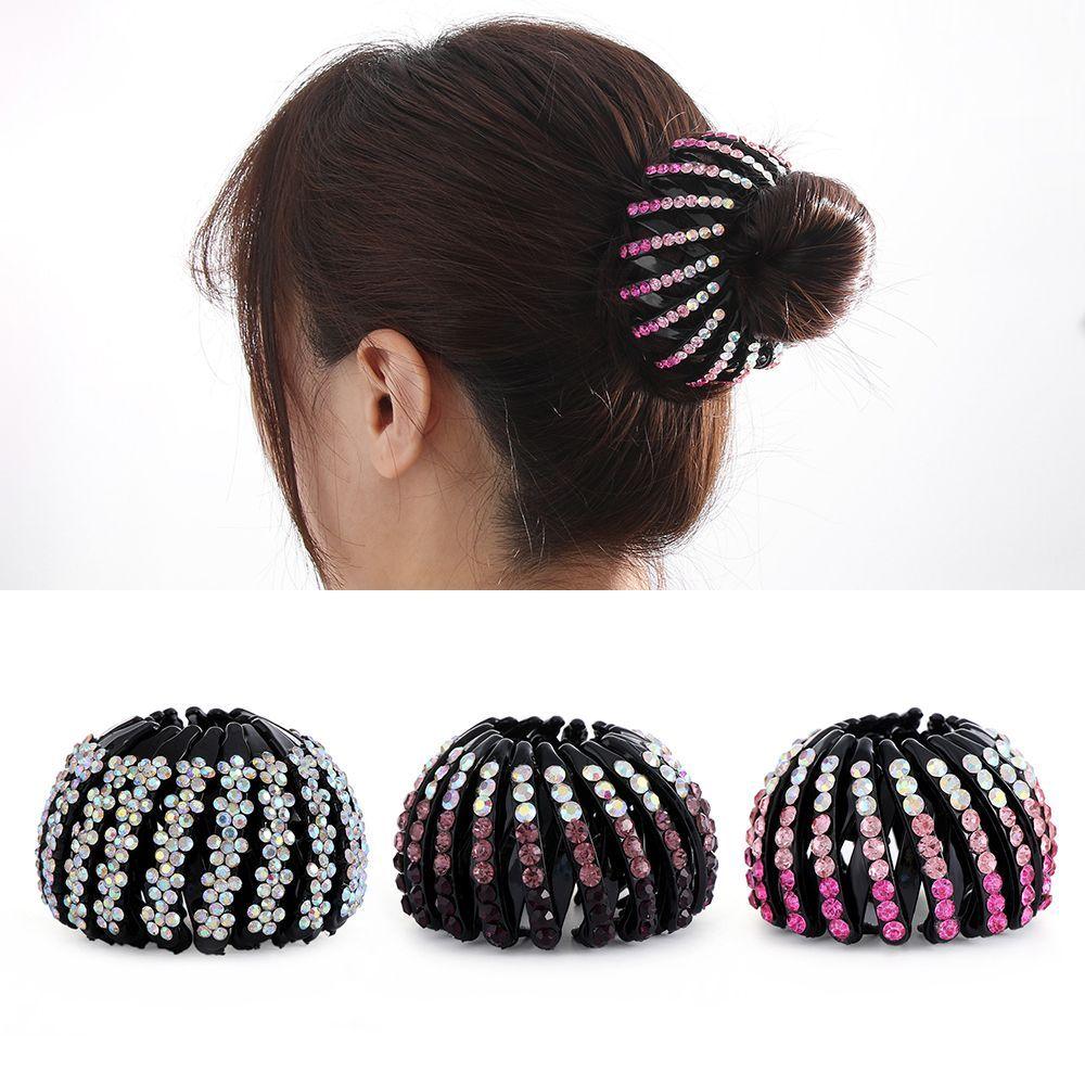 Curler Roller Rhinestone Ponytail Clamps Crystal Hair Bun Maker Bird Nest Hair Claw Hair Fold Wrap