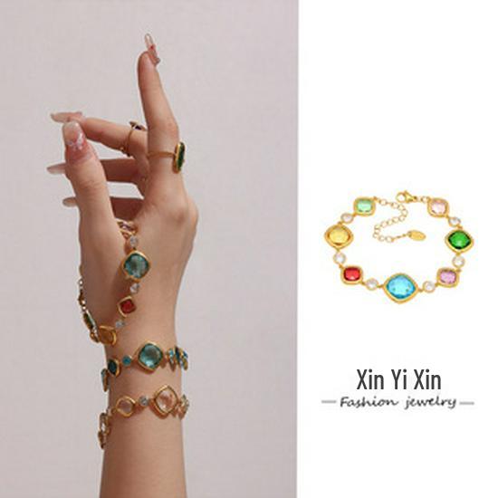 Французские ретро геометрические кольца для пары из нержавеющей стали с 18-каратным золотым покрытием - нишевый INS стиль