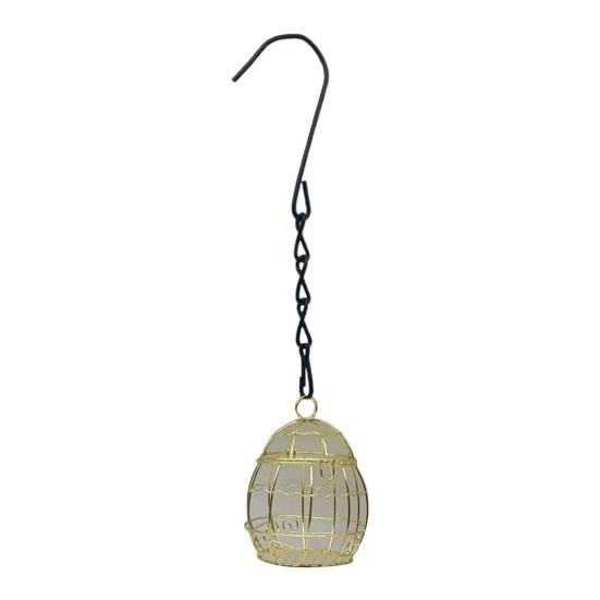 Bird Hanging Feeder with Chain Large Capacity Bite Resistant Iron Wire Cage Type Feeding