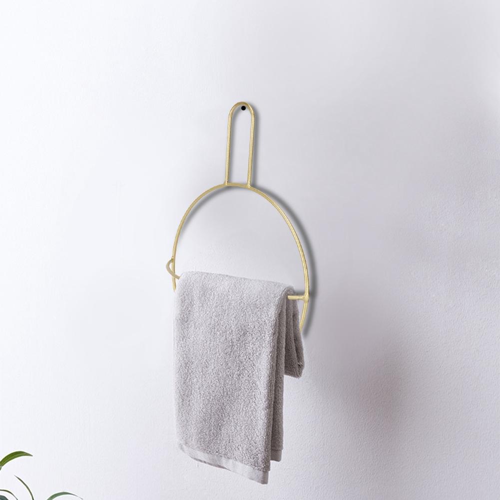 Настенная вешалка для полотенец, держатель для полок, органайзер для ванной комнаты дома (Золото)