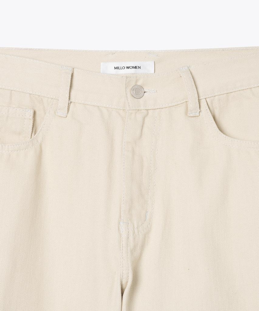 MILLO WOMEN Double Knee Cotton Loose Pants [Ecru]