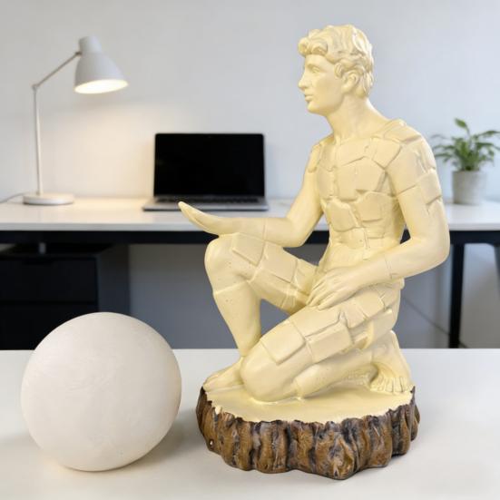 Художественная фигурка мыслителя с ночником, скульптура думающего человека, статуэтка из смолы, декоративная лампа, украшение для дома, офиса, рабочего стола