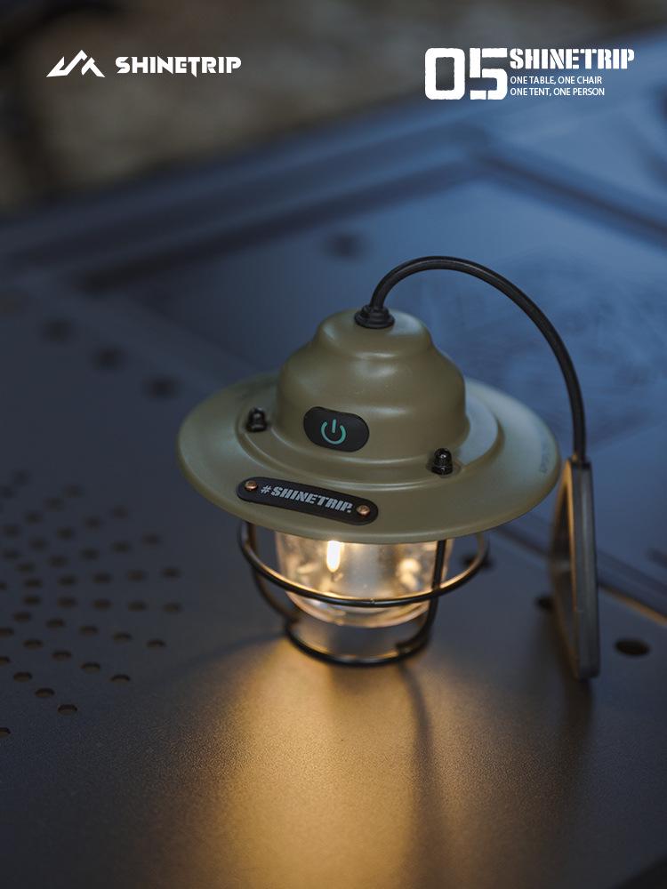 Retro Waterproof Pine Cone Camping Lamp with Tent Atmosphere & Night Light, Handheld Charging & Long Battery Life