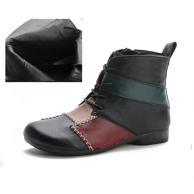 Зимние ботинки на платформе для женщин с теплой меховой подкладкой, ботильоны на толстом блочном каблуке с молнией, женские нескользящие короткие ботинки для ходьбы на шнуровке