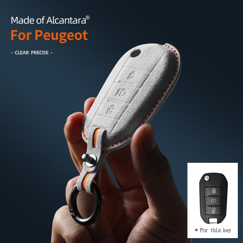 Interior Mouldings Alcantara Car Key Case Remote Buttons Cover Shell For Peugeot 3008 508 2008 5008 308 Suede Keychain Protector