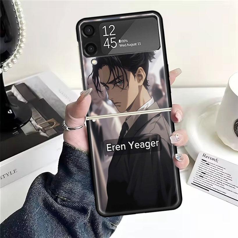 A-Атака на Титанов Эрен Йегер Чехлы Для Samsung Galaxy Z Flip 4 5 6 7 3 Z Flip7 Flip6 Flip4 Flip5 Flip3 5G Жесткий Ударопрочный Забавный