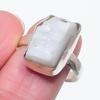 Натуральный лунный камень необработанный драгоценный камень 925 стерлинговое серебро ювелирное кольцо размер 8.5 Q6z88