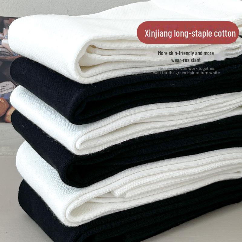 Компрессионные гольфы выше колена в японском стиле черного и белого цвета для прыжков и фитнеса