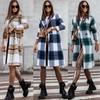 Tooxika Осень и зима Новое двубортное пальто средней длины с лацканами и принтом Клетчатое шерстяное пальто