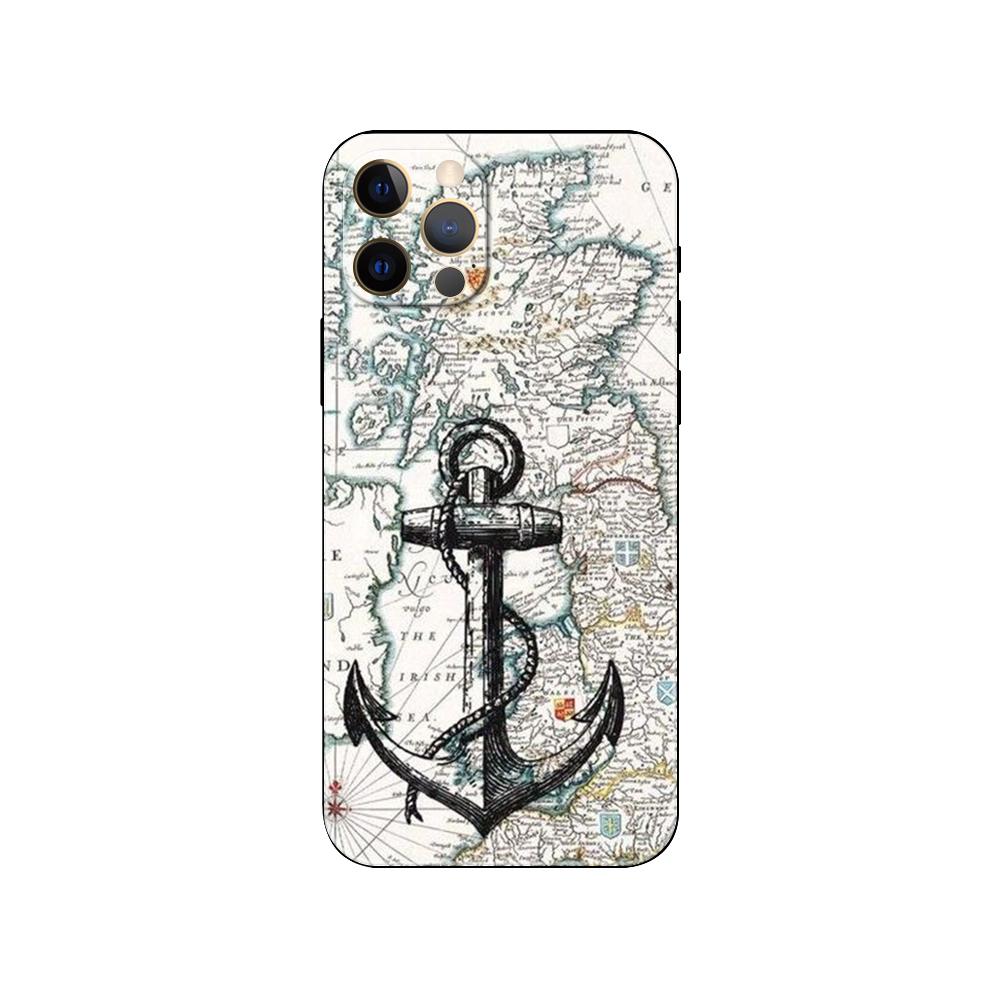 Чехол для телефона Nautical Anchor Wood для iPhone 5 5s 2020se 6 6s 7 8 plus x 10 XR XS 11 12 13 mini pro MAX черная задняя крышка из ТПУ
