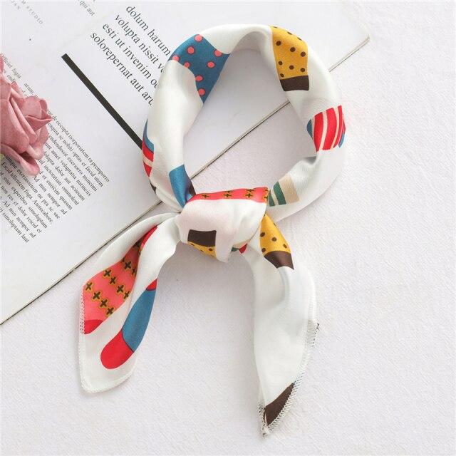 2021 Small Size Women Scarf Fashion Print Silk Scarves Square Neck Office Satin Handkerchief Bandana Foulard