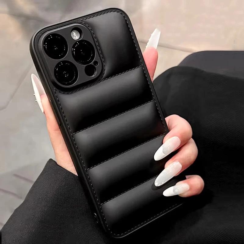 Colorful Down Jacket pattern silicon phone case for For Iphone 16 15 14 13 12 11 Pro Max Plus full camera shockproof soft back cover
