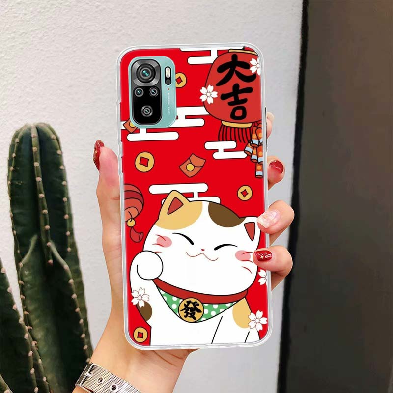 Счастливый Кот Манеки Неко Японский Для Xiaomi Redmi Note 14 13 12 11 Pro Plus Чехол для Телефона 14S 12S 11S 11E 11T 10S 10 9S Fundas Чехол