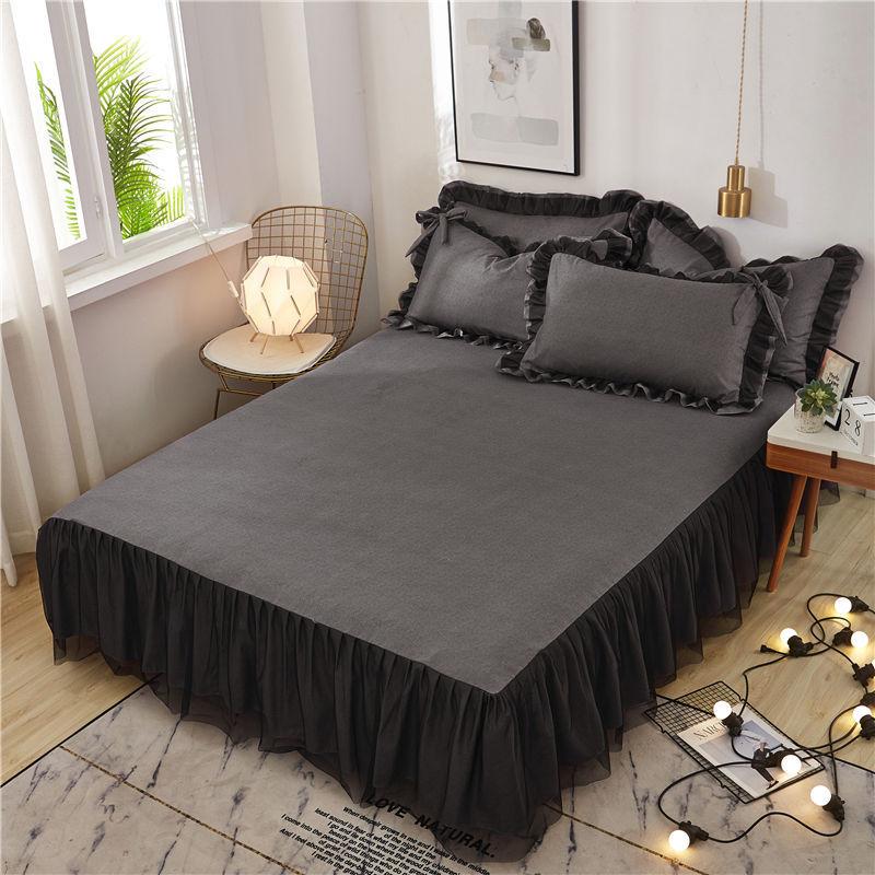 Thickened Four-piece Princess Style Single Double Quilt Cover Bed Skirt, Bedding