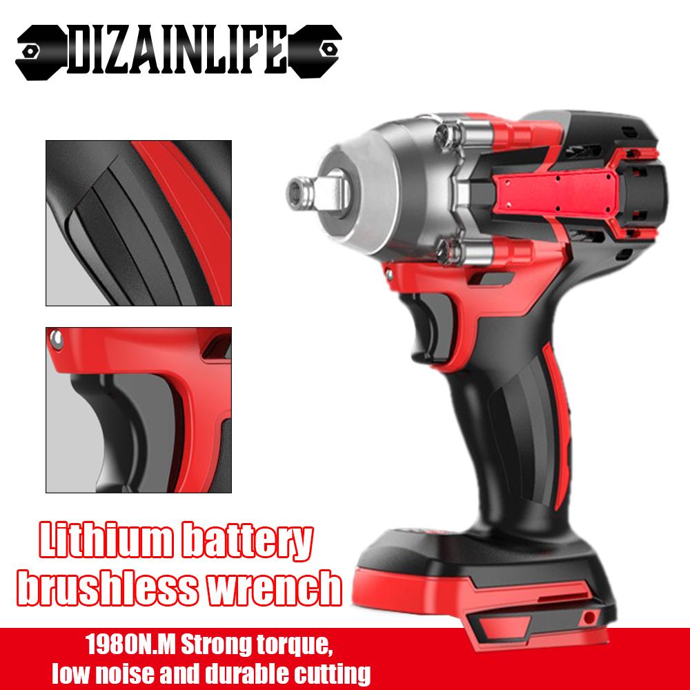 1980N.M Динамометрический ударный гайковерт Бесщеточный с легким электрическим аккумуляторным гайковертом Отвертка Электроинструменты для литиевой батареи Makita