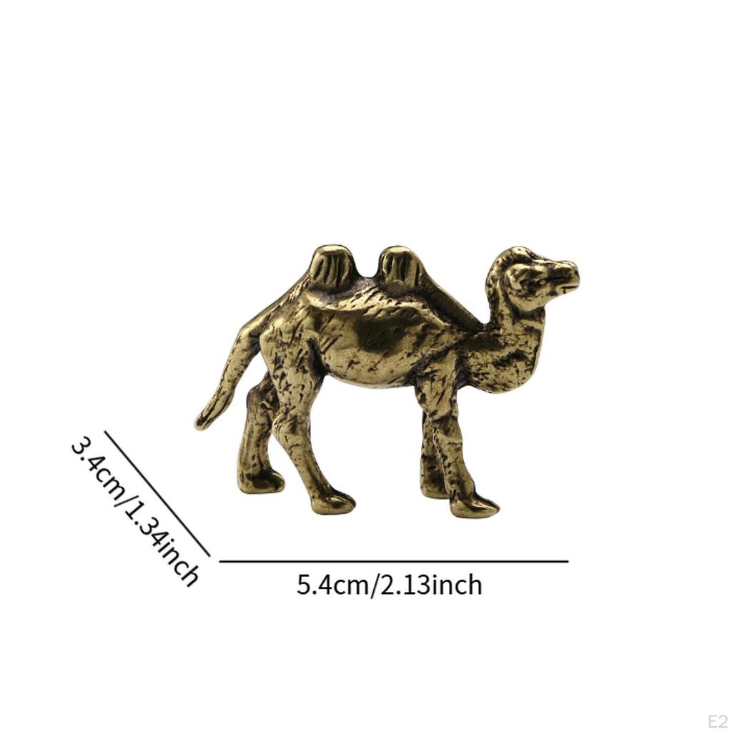 Brass Camel Miniature Decorative Modern Home Decor Figurine Animal Statue for Bookshelf