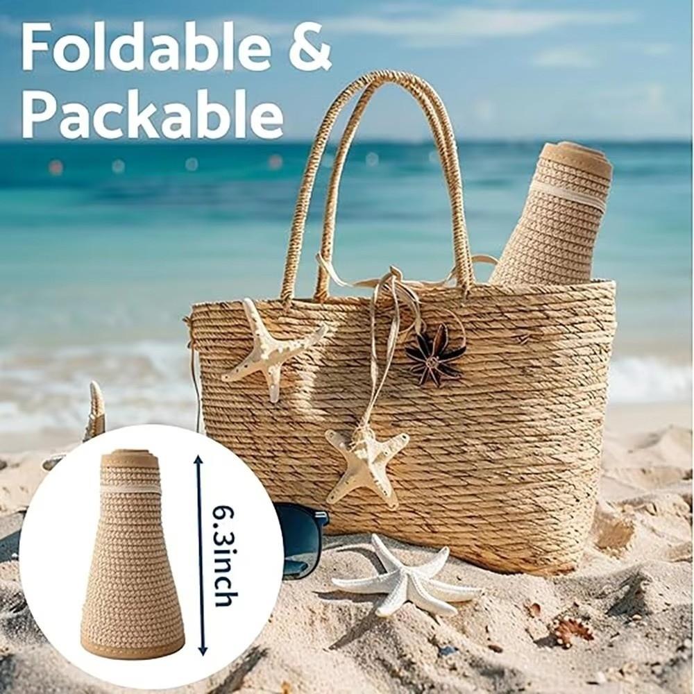 Open Top Women's Sun Hat Bohemian Style Straw Hat New Sun Visor Hat  Outdoor & Travel
