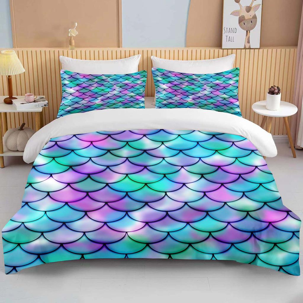 Fantasy Fish Scale Art Print Bedding Set Duvet Cover 1 Duvet Cover 2 Pillowcases Adult And Children Bedding Set Luxury Gril Gift
