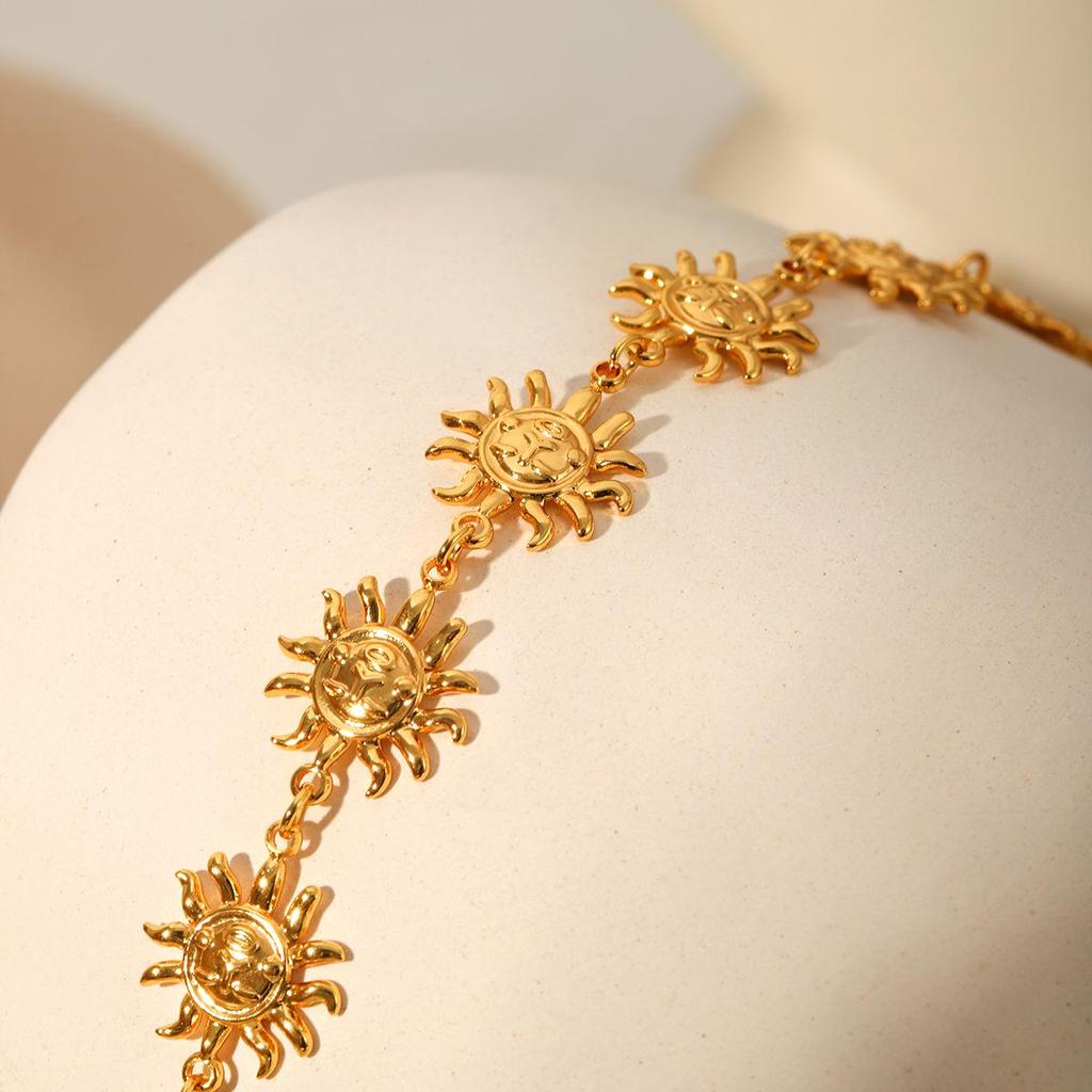 Роскошный преувеличенный браслет на ногу из нержавеющей стали «Солнце» для уникального модного заявления