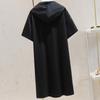 Футболка с коротким рукавом и капюшоном, женское платье средней длины, свободный топ больших размеров с коротким рукавом