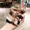 2 шт. Резинка для волос Высокая эластичность Стразы Искусственный жемчуг Скраunchie для волос Мягкая плиссированная ткань Без повреждения волос Хвосты Пучки Аксессуары для волос