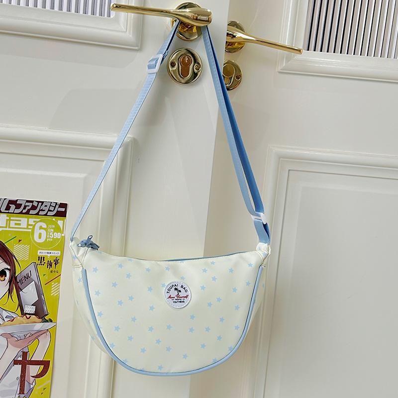 Sweet Girl's Crescent Armpit Bag Women's 2025 Autumn New Fashion Simple Star Polka Dot Shoulder Crossbody Bag