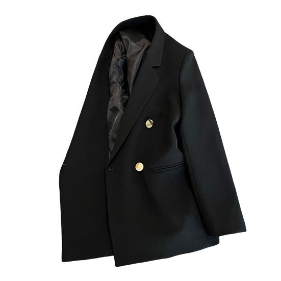 Весна-Осень Пиджак с лацканами, длинный рукав, двубортный пиджак с карманами