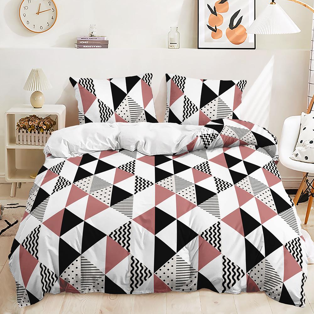 Quilt Cover Geometric Lines Modern Minimalist Style Digital Printing Three-Piece Bedding