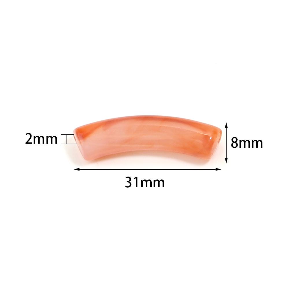 30pcs/lot Acrylic Curved Tube Beads Dual Color Thin Bamboo Shape Loose Spacer Bead For DIY Bracelet Necklace Jewelry Accessories