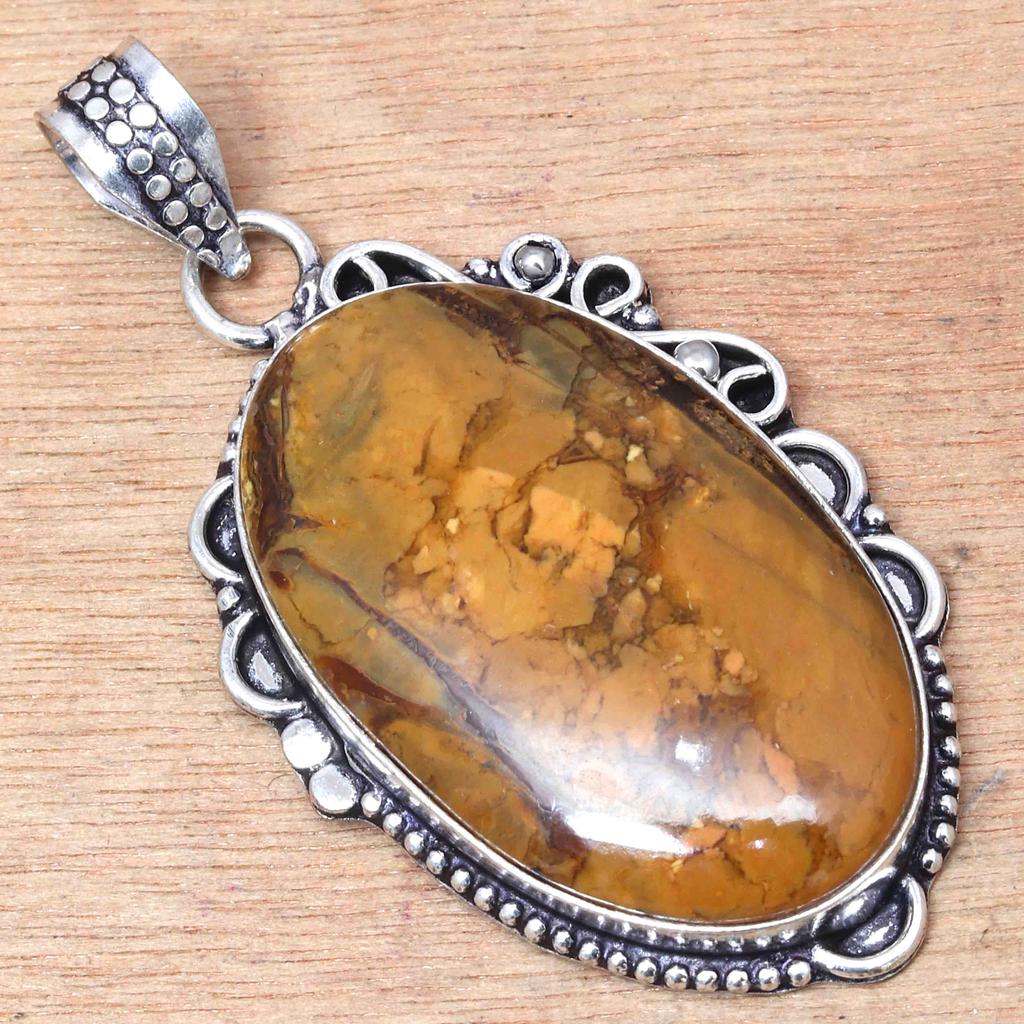 Pendant Wild Horse Jasper Gemstone Valentine'Day Gifted Silver Jewelry 2.25"