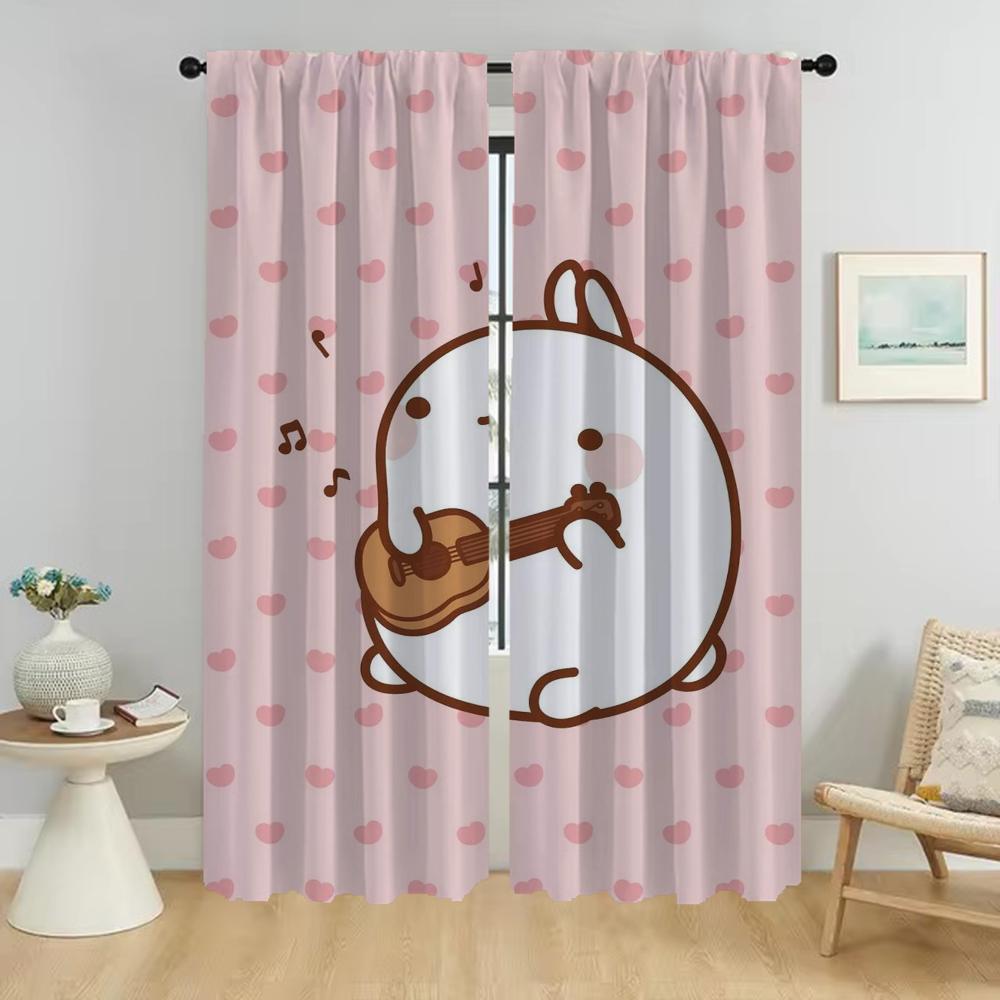 Molang Anti-mosquito Curtains 2 Pieces Halloween Decoration Window Curtain for Room 2 Panel Home Interior Curtains Partition