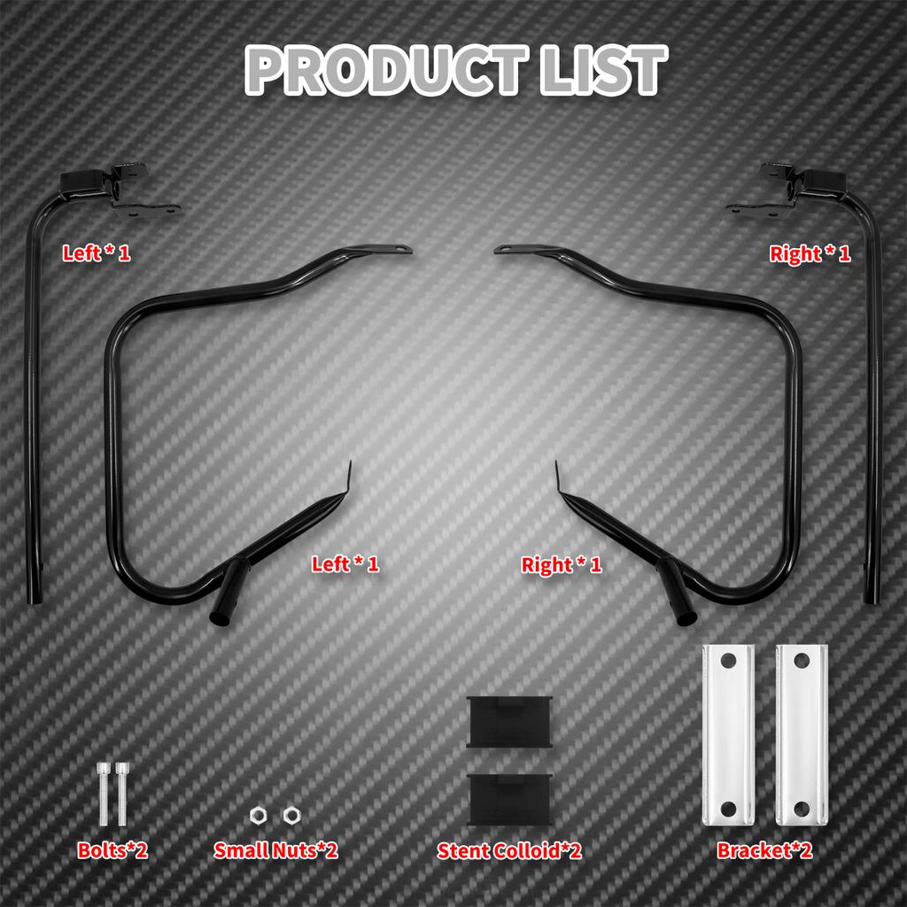 Motorcycle Black Saddlebag Bracket Guard Set Support Bar For Harley Touring Road King Street Electra Glide FLHR FLHX 2014-2023
